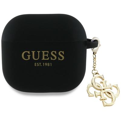 Guess Gua4Lecg4K Airpods 4 Cover         Black Silicone 4G Charm