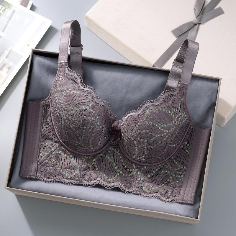 

Сексуальный кружевной бюстгальтер для женщин, бюстгальтер без косточек размера плюс, чашка DE, чувственное нижнее белье, тонкое модное нижнее белье 34/75B фиолетовый