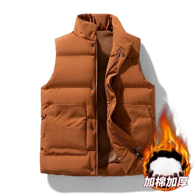 Autumn and winter stand-up collar new cotton-padded vest men's warm vest jacket couple vest thickened trendy vest