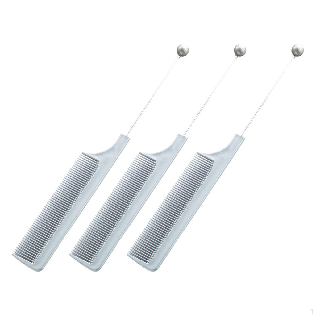 3 Pieces DIY Beaded Hair Combs Hairdressing Comb Women Girls Cutting Styling Grooming