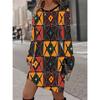 Spring Autumn Women Dress Casual Long Sleeve O-neck 3D Print Loose A-Line Dress Oversized Home Wear Robe