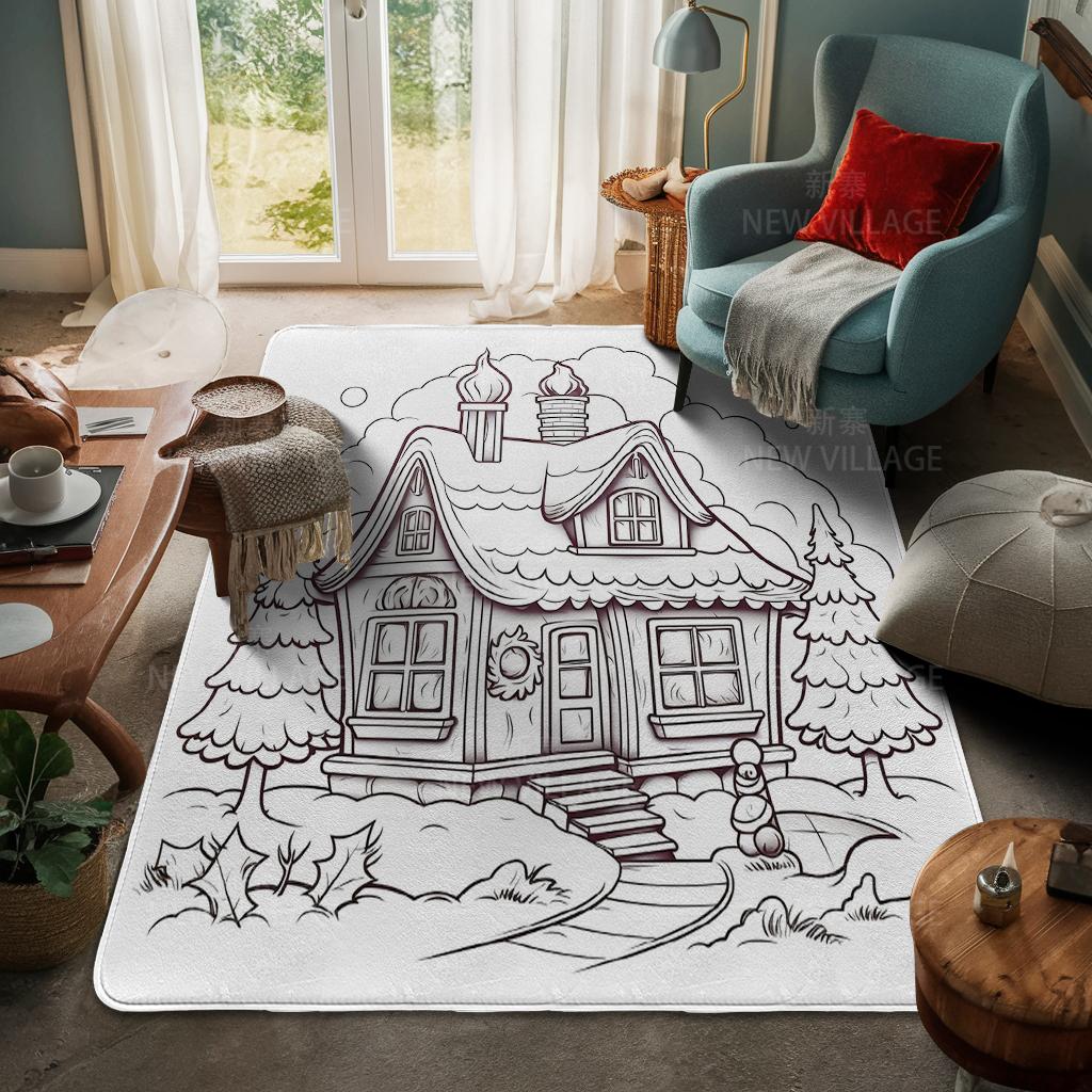 House Entrance Carpet Home Door Mat Living Room Bath Foot Bathroom Non-slip Water Absorption Rugs Bath Merry Christmas Winter