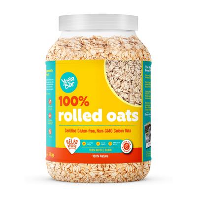 Yogabar 100% Rolled Oats 1 Kg Jar | Premium Golden Rolled Oats, Gluten Free with High Fibre, Non GMO | Healthy Food with No Added Sugar | Diet Food