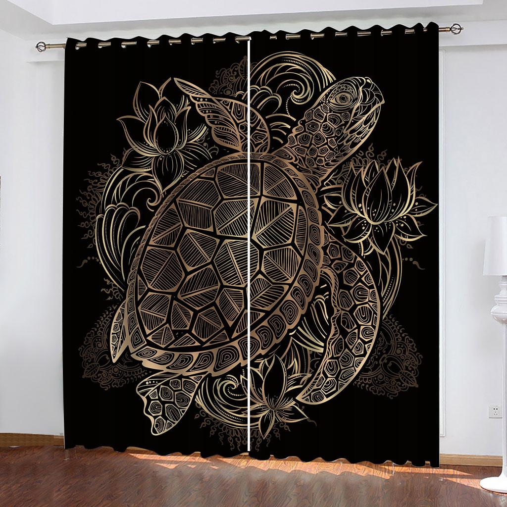 Children'S Room Curtains Gold Line Art 3D Design Luxury Girl Window Curtains For Living Room Bedroom Home Decor Fashion