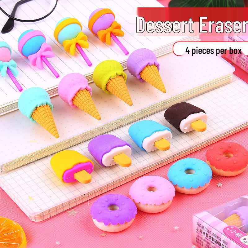 Colorful Dessert-Themed 3D Detachable Erasers Set