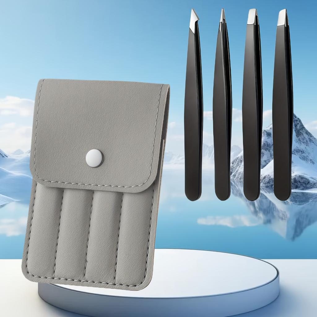 Xiaomi 4pcs Precision Stainless Steel Tweezers Set for Eyebrow Grooming, Facial Hair Removal Ingrown Hair, Splinter & Tick Removal
