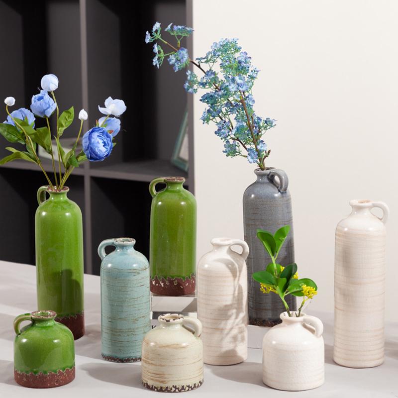 3pcs Dried Flower Vase Aesthetic Room Crackle Glaze Table Decoration Decorative Vases Suitable for Banquet