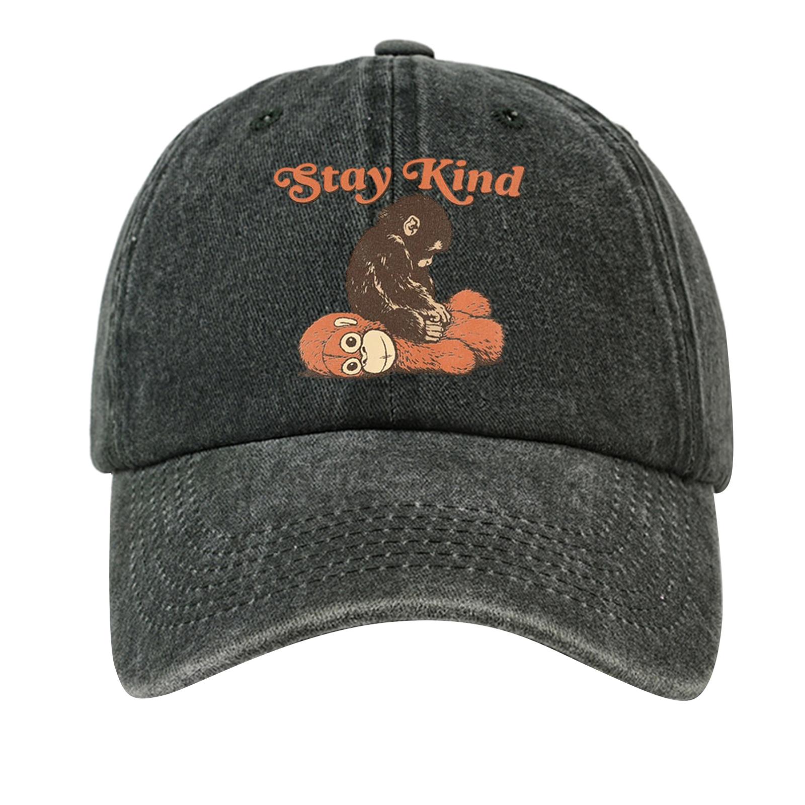 

Washed Cotton Baseball Cap with Embroidered Bear and Letter Print Vintage Soft Brim Denim Hat Adjustable Fit Unisex Style One Size