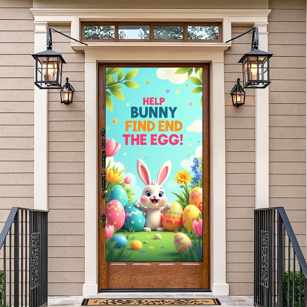 Decorative Festive Decoration Celebration Vibrant Outdoor Spring Backdrop Cheerful Easter Banner for Family Celebration