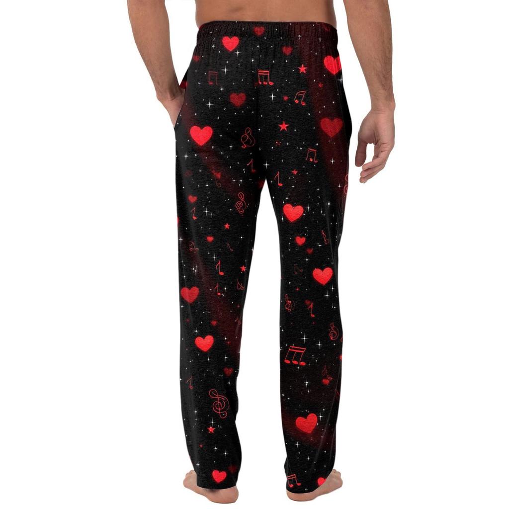 Men's Casual Pajama Pants with Pockets Valentine's Day Design
