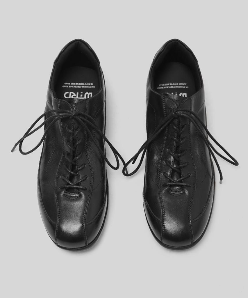 Wetheroad Wtrd3115 Faules Pferdeleder Renn-Sneaker Gewaschenes Schwarz