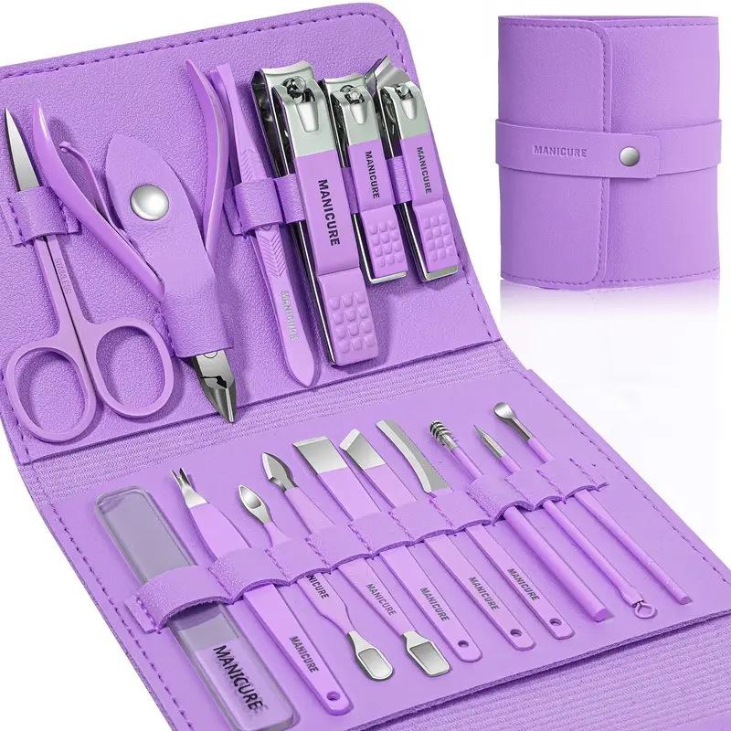 16Pcs/set Folding Bag Nail Clipper Set, Nail Clippers, Pedicure Tools, Scissors, Ear Spoons Set