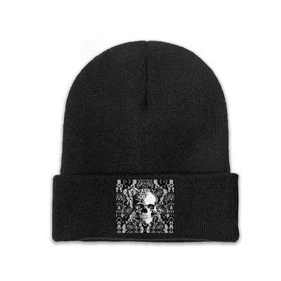 Bonnets Tricotés Crâne Dentelle Gothique Femmes Unisexe Bonnets Chapeaux d'Hiver Polyester Chapeaux Décontractés