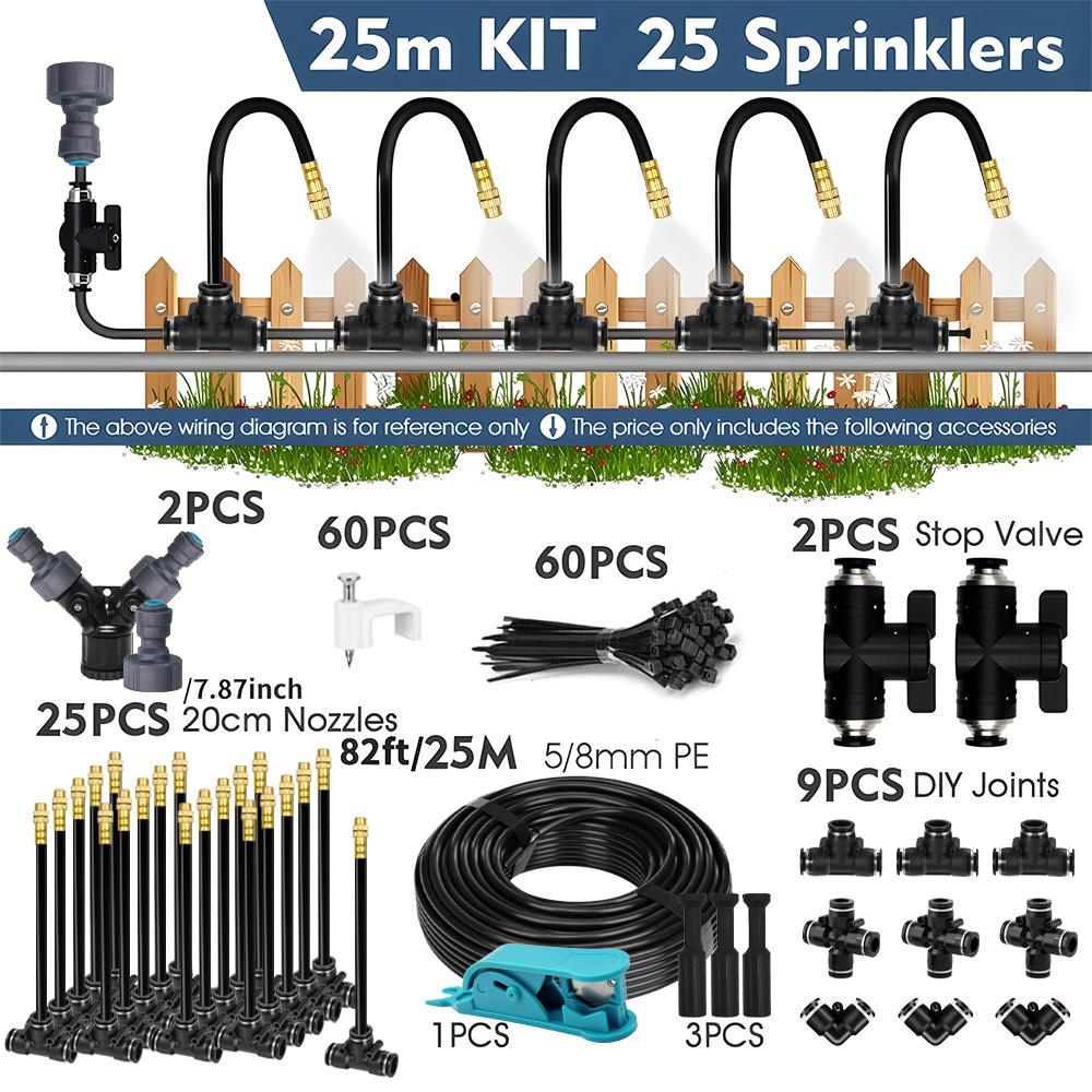 360° Free-bend Misting Nozzle 5-30m 1/4" 4/6mm Garden Misting Cooling System Adjustable Atomizer Sprayer Outdoor Watering Kits