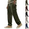 Men's Corduroy Cargo Pants, Wide Straight Leg, Casual Multi-Pocket Elastic Waist for Winter