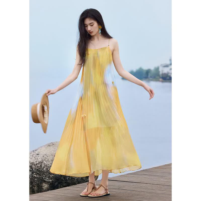 XWI Women s Crinkled Gradient Sling Dress L