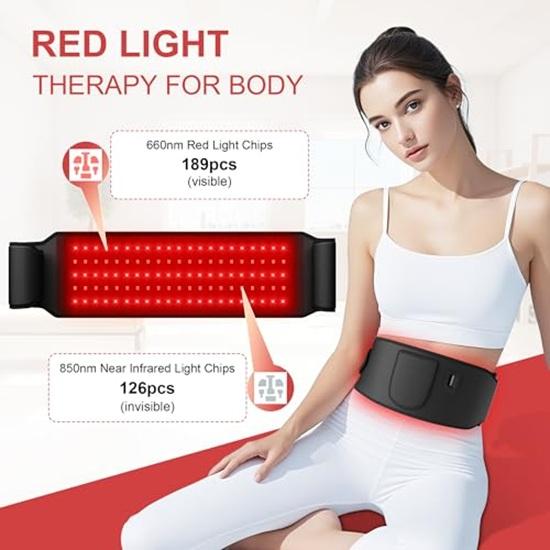 Red Light Therapy for Body 5 Light Levels Infrared Heat Therapy Belt Wrap for Back Waist Muscle Pain Relief 660nm 850nm Led Beads Device with Timer