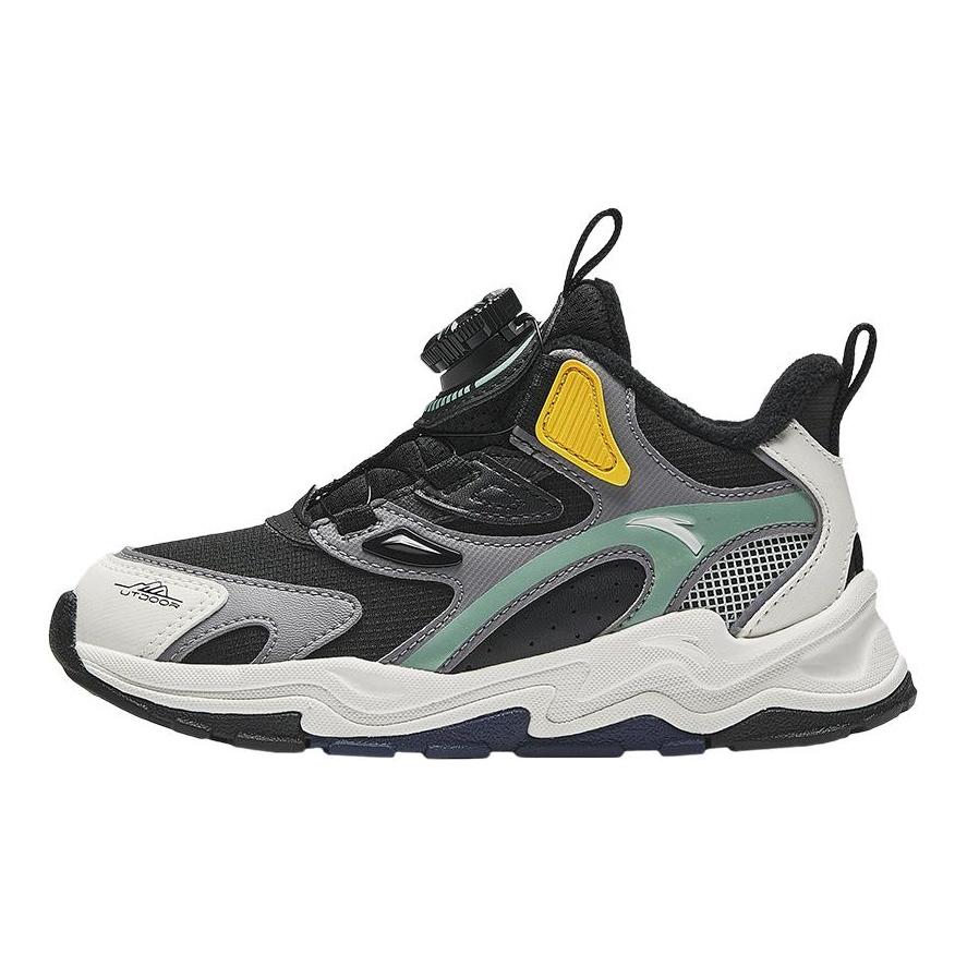Anta Kids Trendy Fashion Fleece Lined Warm Wear Resistant Non Slip Mid Top Casual Shoes Kids Casual Shoes Black White A12449939-2