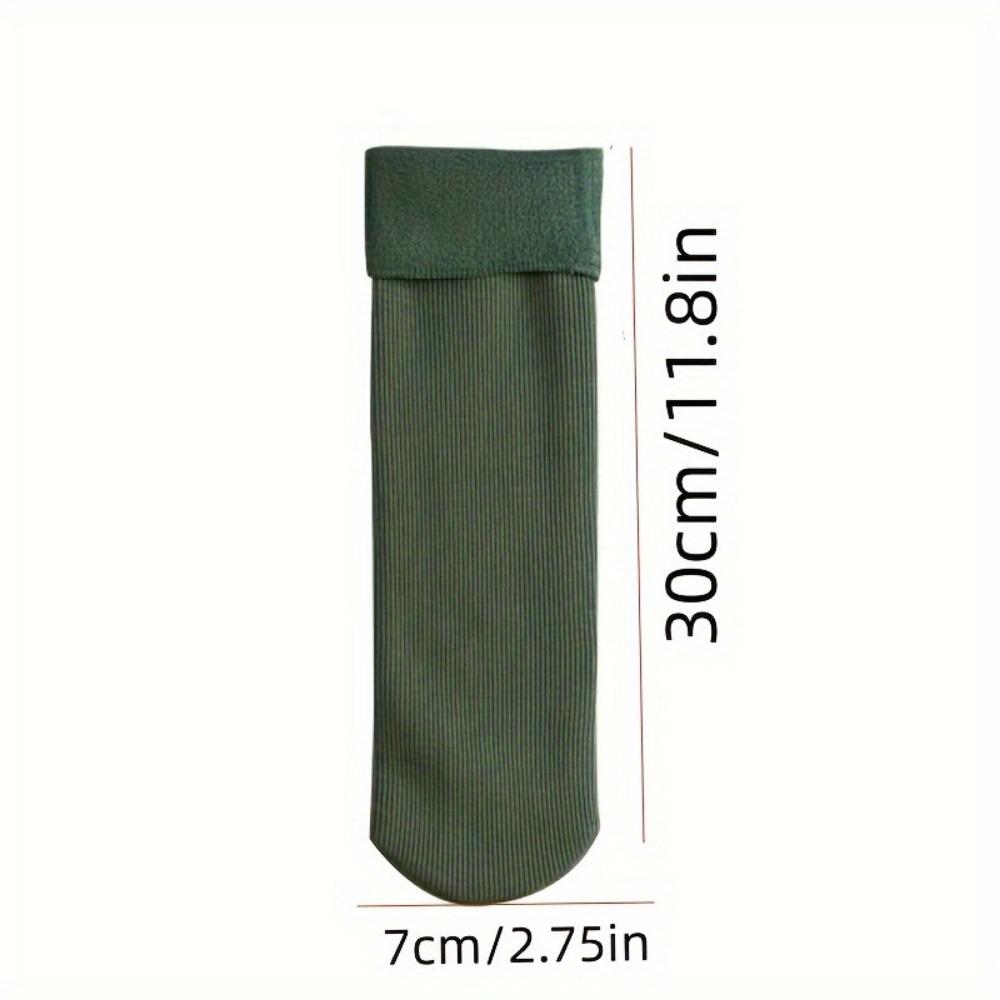 Women's Winter Thermal Socks 4 Pairs- Cozy Knit Fabric, Solid Color, Cotton Blend Fleece Lined Casual Snow Socks, Machine Washable