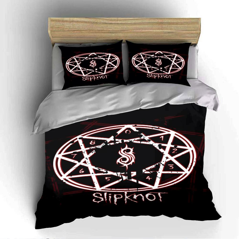 סט מצעים שחור עם לוגו Slipknot סט מצעים (1 ציפה לשמיכה, 2 ציפיות לכריות, שמיכה אינה כלולה)