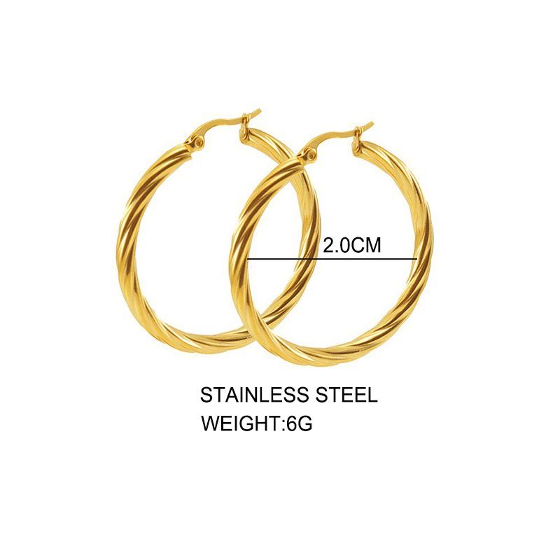 Classic Trendy Twisted Round Hoop Earrings For Women Stainless Steel 3Mm Thick Ear Buckle Earrings Vintage Jewelry Accessories