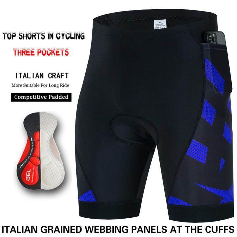 Mens Cycling Shorts With 3 Pockets Quick Dry Breathable Bike Outdoor Road Mountain Biking