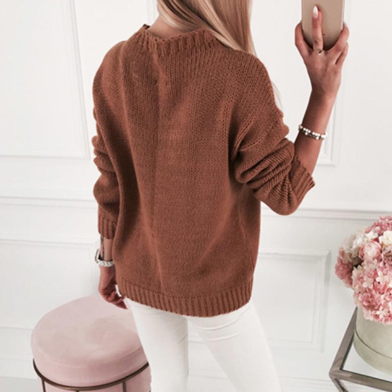 2024 Autumn/Winter Women's High Neck Solid Color Knitted Sweater