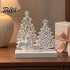 Portacandele, Base per Candeliere con Design di Albero di Natale e Alce Vuoto, Ornamento Bianco Opaco Stampato in 3D per Decorazione Tavola Festiva in Casa