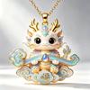 Nine Tailed Fox Pendant Necklace Exquisite Jade Like Design Golden Chain Ideal For Daily Wear Dating And Gift For Women