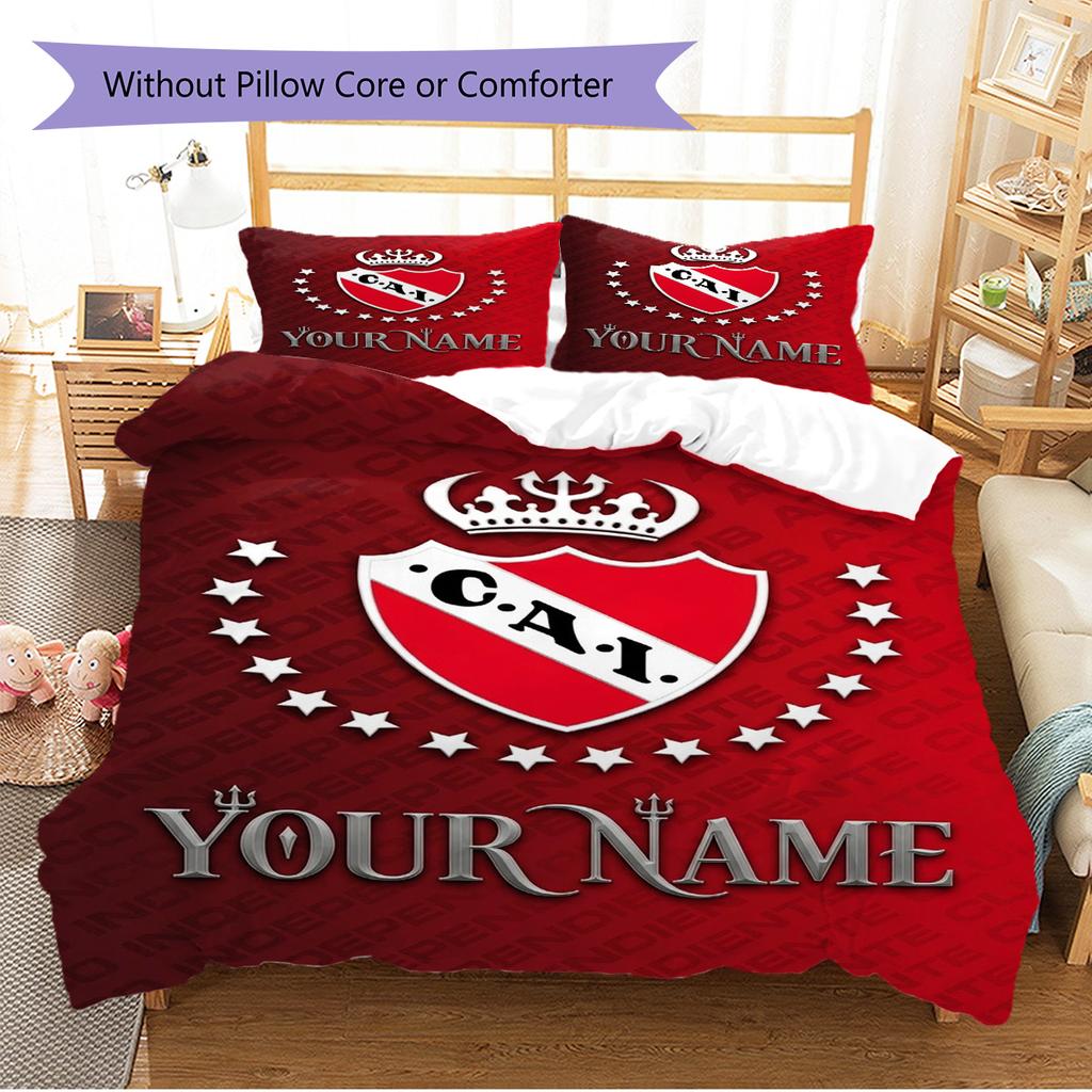Name Custom CA Independiente Pattern Bedding Set Quilt Cover Pillowcase Home Decor Gift (1 * Duvet Cover + 2 * Pillowcase, Without Core)