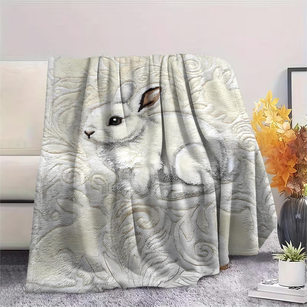Filz Panda Wolf Leopard Kaninchen Druck Flanelldecke, Hohe Qualität, Bequem für alle Jahreszeiten, Heimdekoration, Wärme und Komfort, Perfekt für Weihnachtsgeschenke