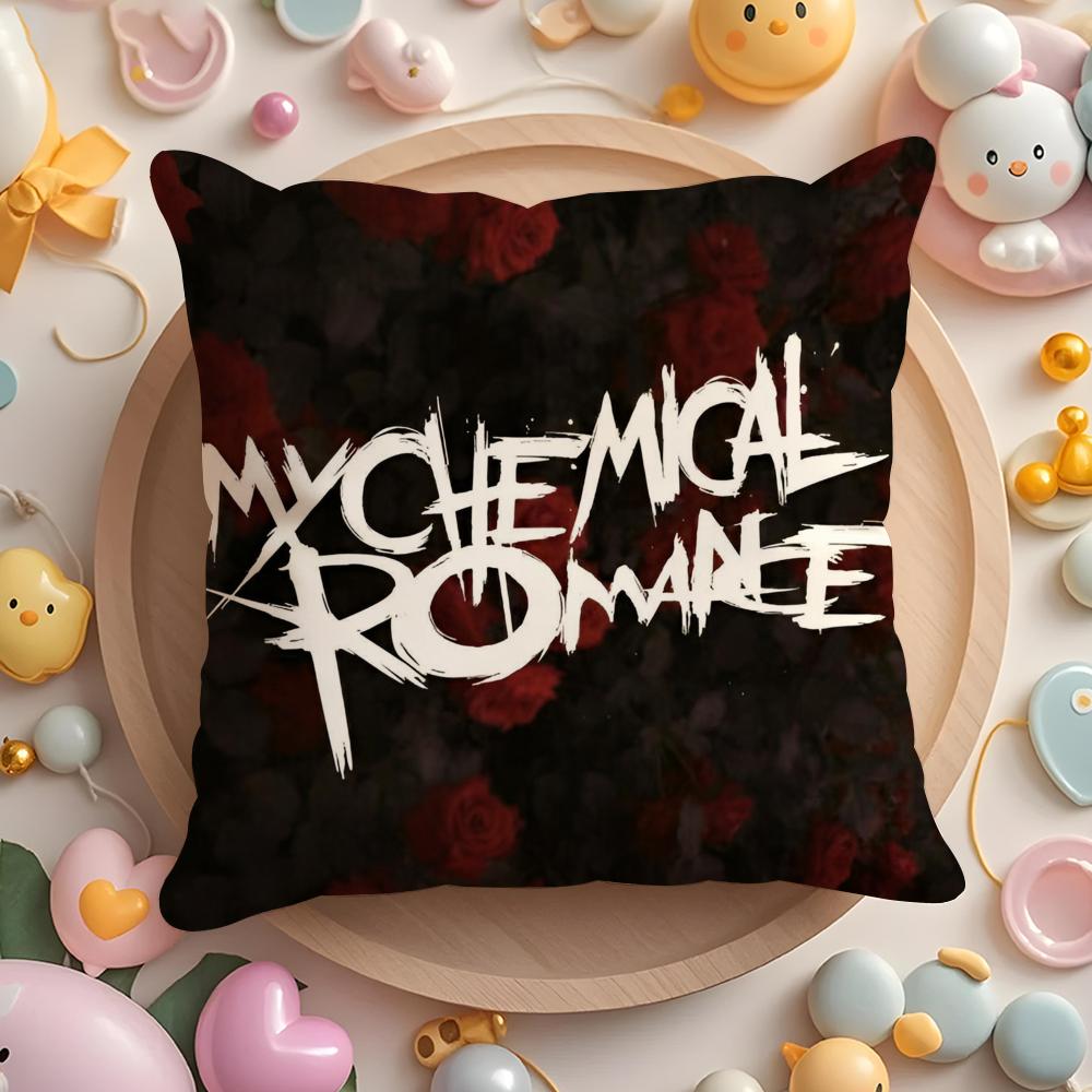 Hot Rock My Chemical Romance Band Cushion Cover Plush Fabric Soft Double-Sided Printed Sofa Pillow Case Colorfast Home Decor