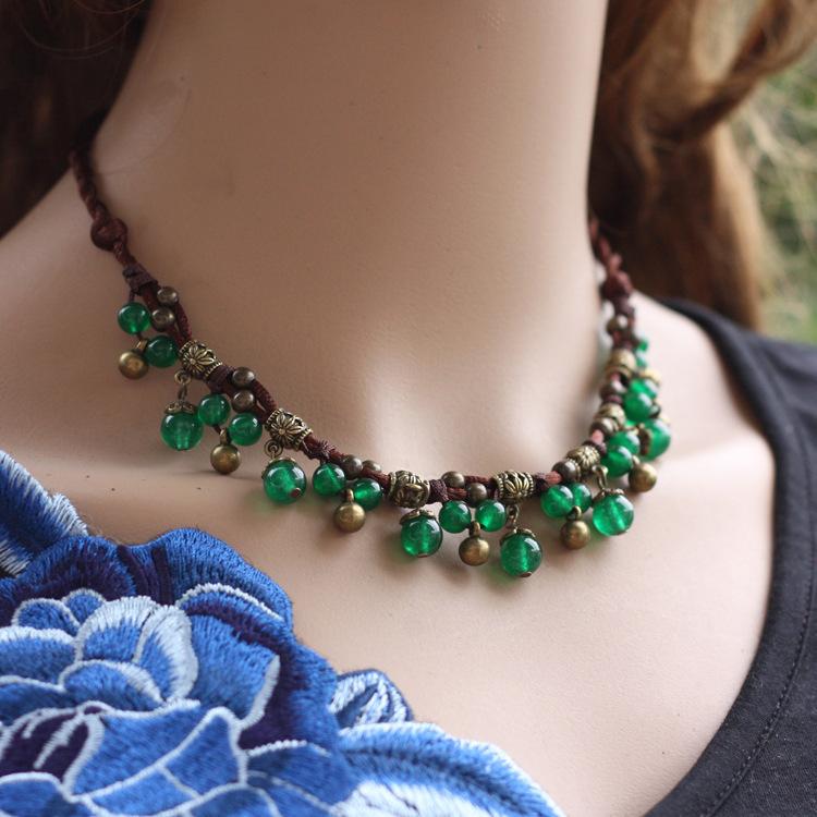 Handmade Bohemian Short Agate Necklace Women's Retro Temperament Clavicle Chain Fruit Fringed Pendant Accessories