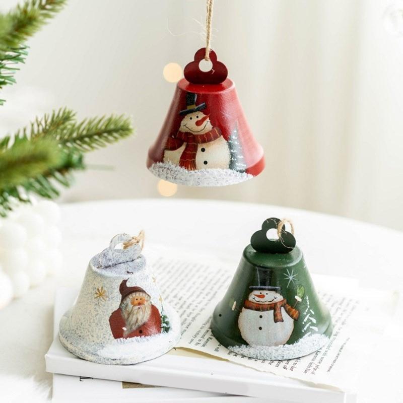 Iron Christmas Santa/Snowman Bells Hanging Pendant Home Festival Window Ornament Holidays Office Embellishment