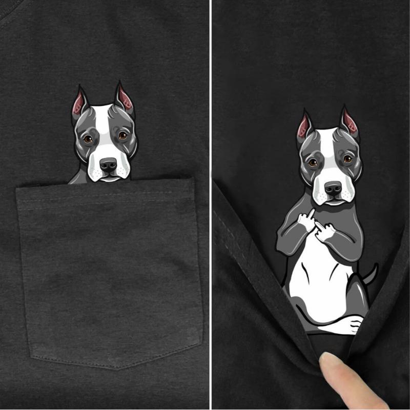 2D Printed Pure Cotton Short Sleeved Pocket T-shirt Suitable for Both Men Women Shapi Dog Entertainment Series T-Shirts Unisex