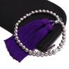 Nenjudo [Women's Prayer Beads with Tassel (Purple Tassel) and Prayer Beads Bag] Made In Japan with Black Shell and Pearl Pearls. Handmade and