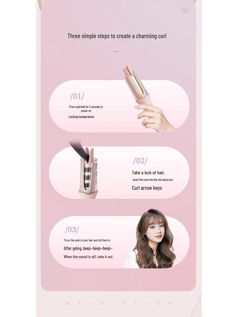 Automatic Negative Ion Curling Iron - 25MM Electric Curler for Home Use