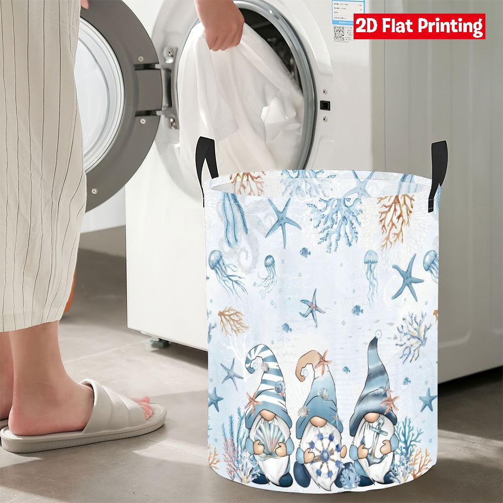 Collapsible Laundry Basket Large Round Waterproof Fabric Hamper Dirty Clothes Storage Bin Toy Organizer with Handles