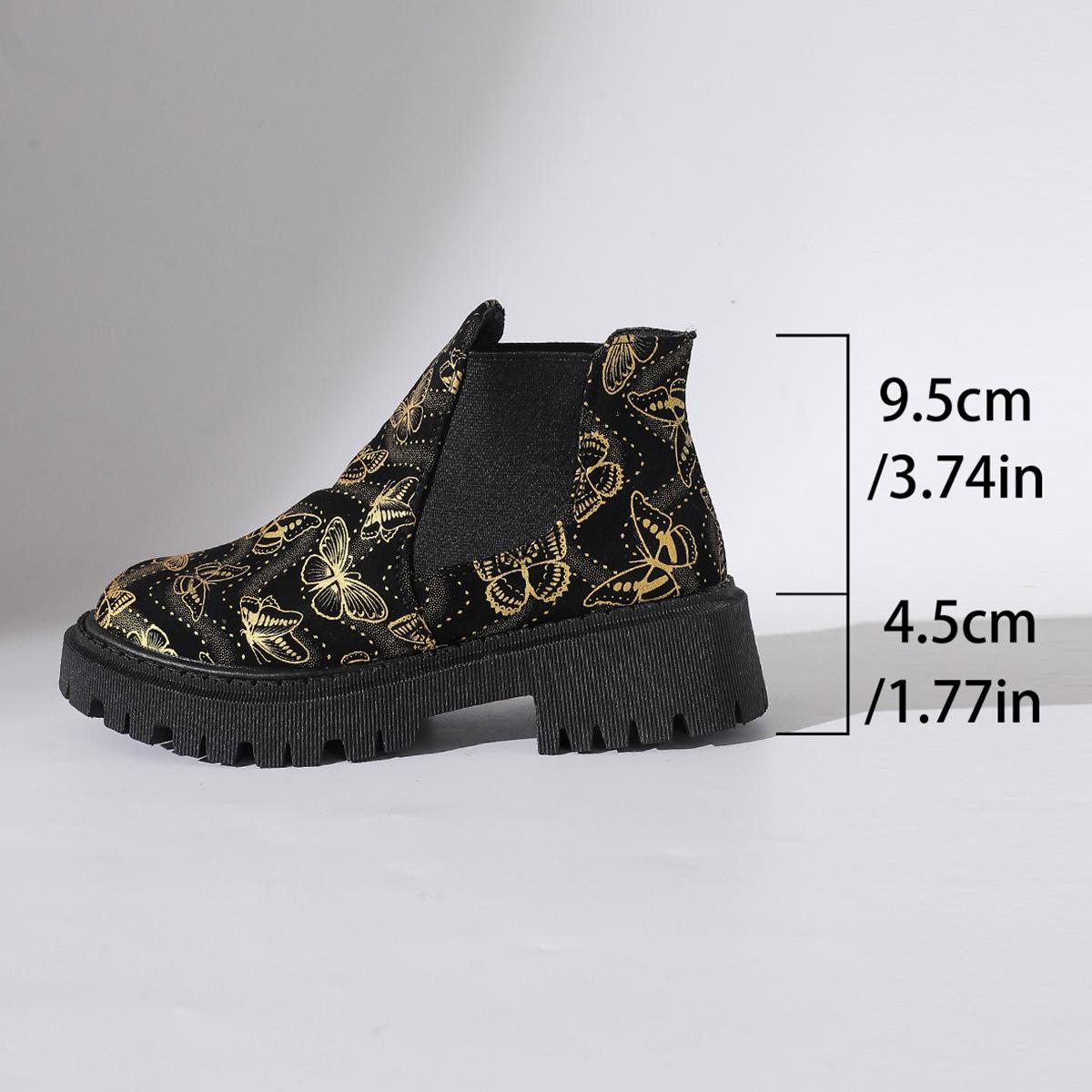

Large size printed Martin boots women s autumn and winter new European and American style one-pedal Chelsea women s boots 43 золотой