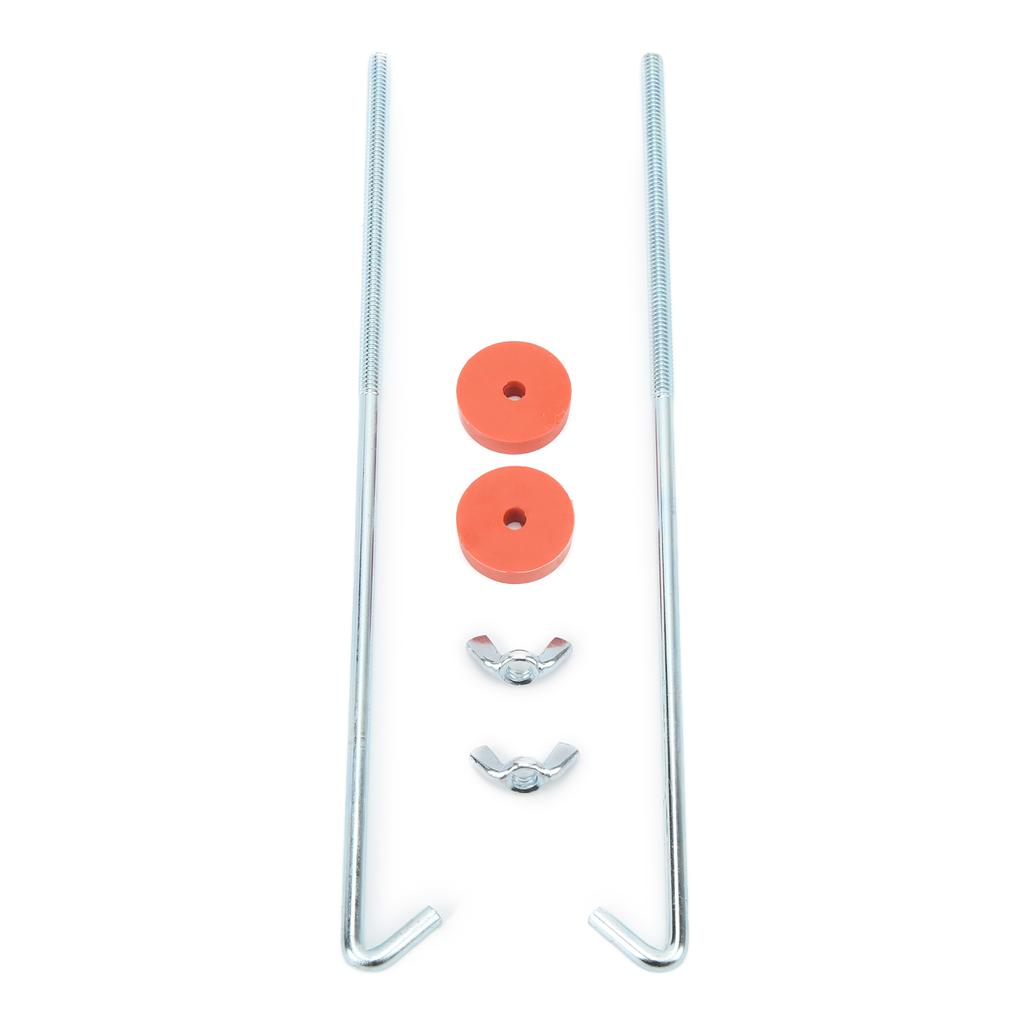 10in Chrome Battery Hold Down Kit with J Hook Bolts Washers Nuts Universal Automotive Accessories