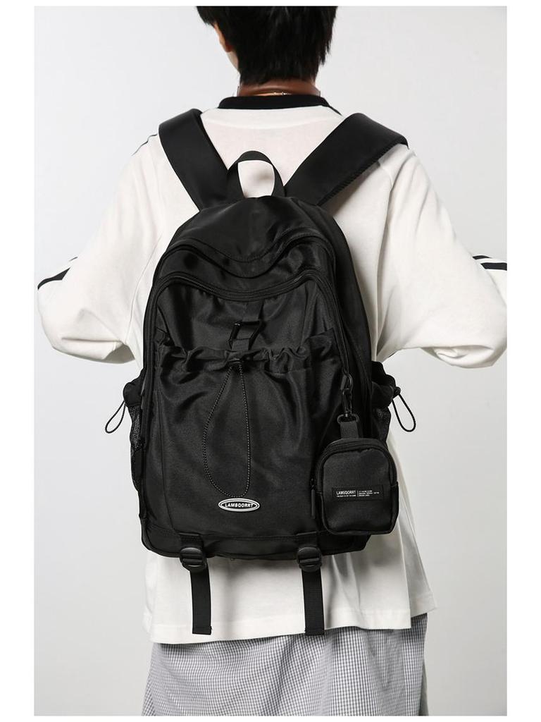 Herren College-Stil Rucksack mit Kordelzug und großem Fassungsvermögen - Sportliche Campus-Computer-Umhängetasche