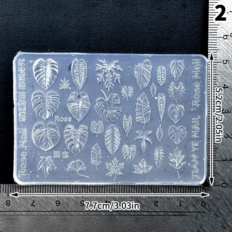3D Silicone Monstera Leaf Nail Carving Mold Acrylic Bird Ribbon Stamping Template Nails Stencils Uv Gel Polish Diy Design Charm