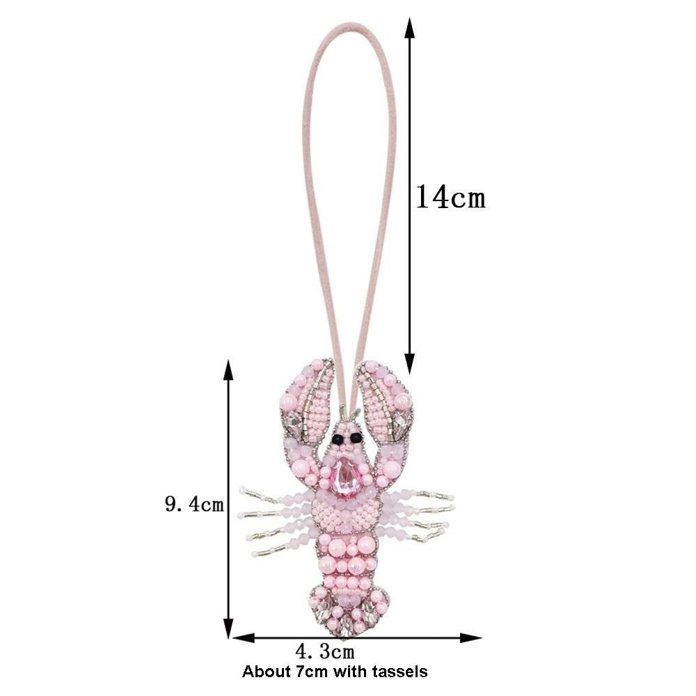 Cute Handmade Crayfish Keychain Rhinestone Beaded Creative Crab Pendant Bag Lanyard Accessories Gifts