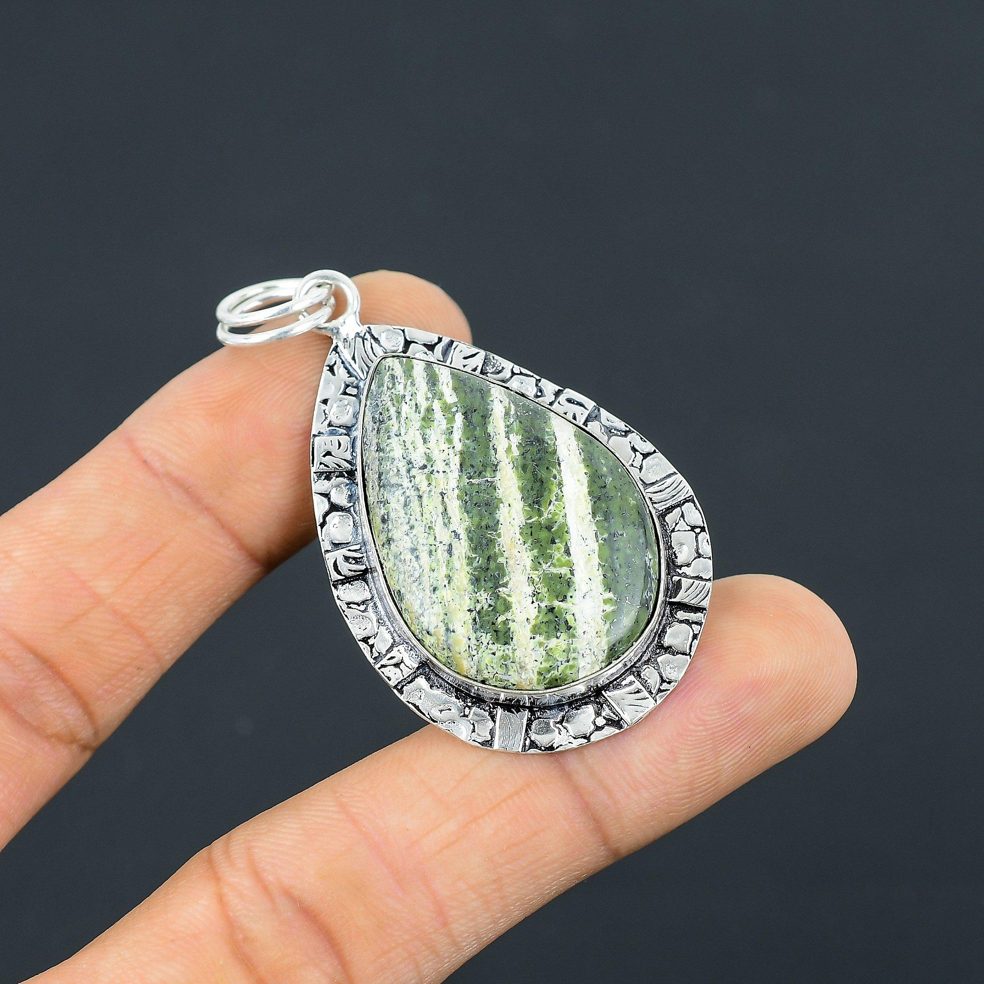 

Womens day Sale Green Swiss Opal Gemstone 925 Sterling Silver Engagement Pendant