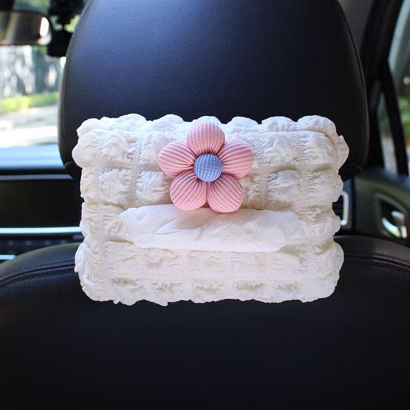 Cute Floral Car Tissue Box - Creative Hanging Pull-out Tissue Storage for Car Interior Decoration