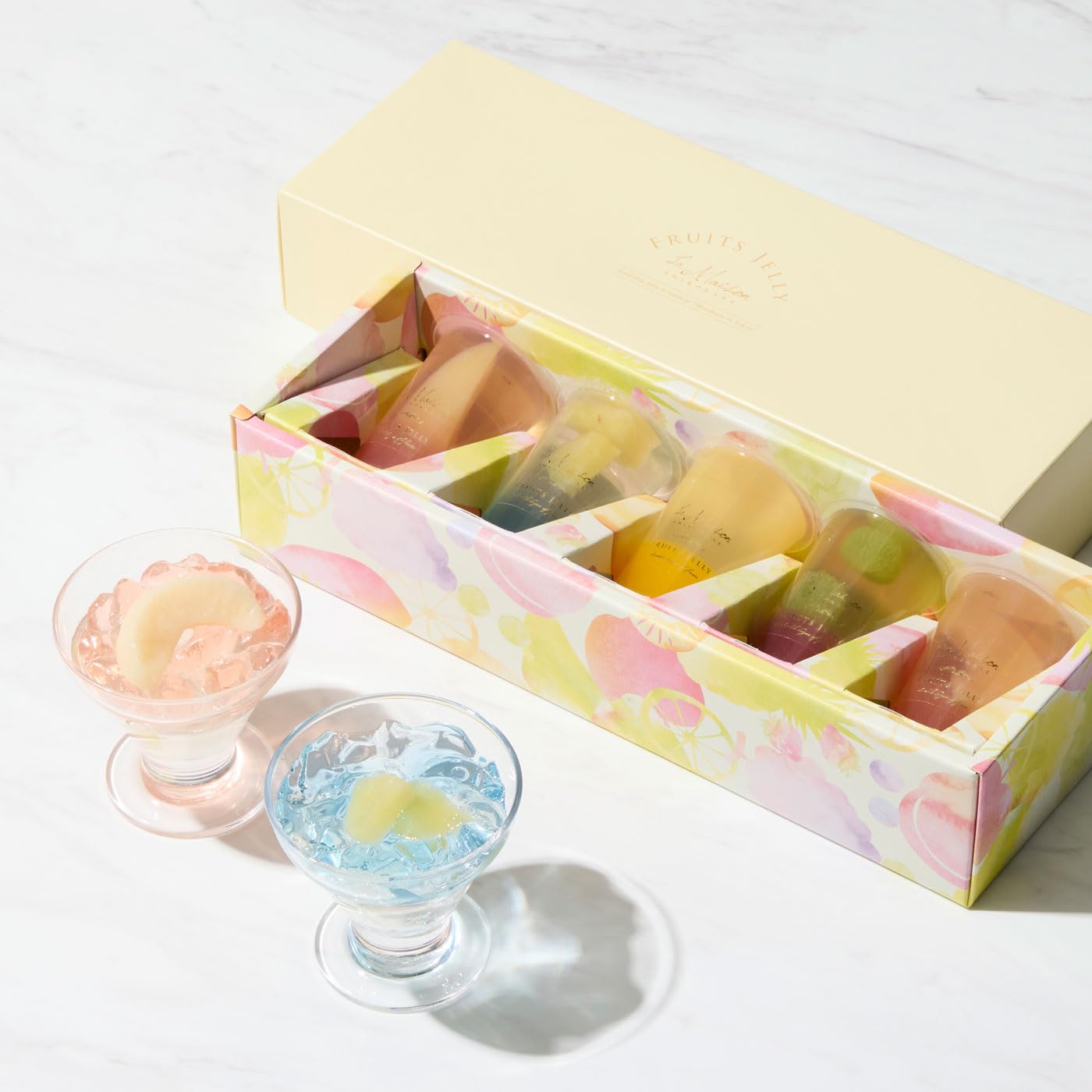 

Maison fruit 5 видов ассорти летний подарок [La Shirogane] двухслойное желе, кусочки, сладости, десерты, в упаковке, подарок, подарок,