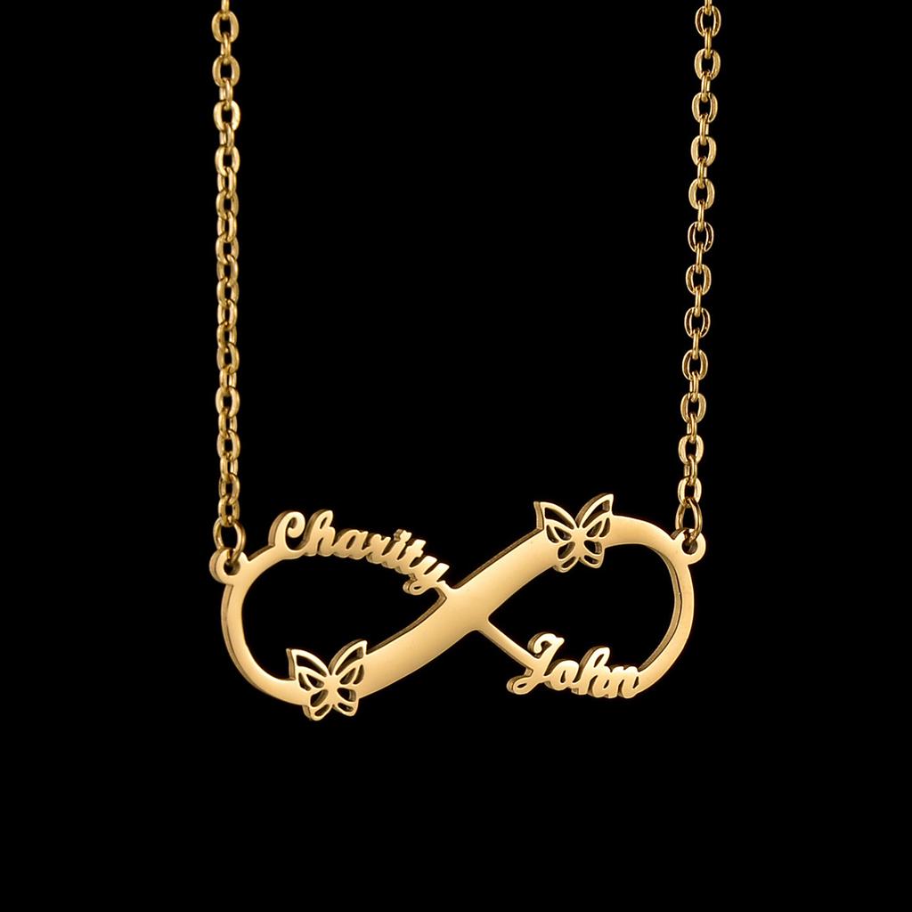 Atoztide Personalized Custom Infinity Name Necklace for Women Stainless Steel Clavicle Pendant Link Chain Birthday Jewelry Gift