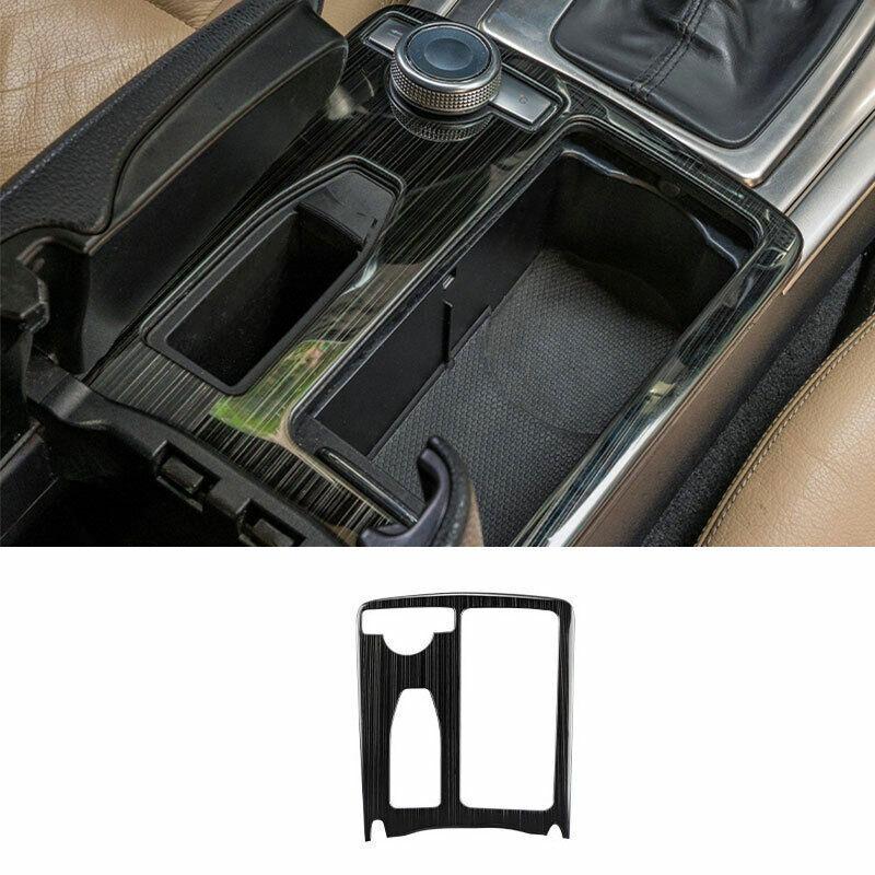 Black Titanium Gear Box Shift & Cup Holder Panel Trim For Benz 2007-2014 C-Class