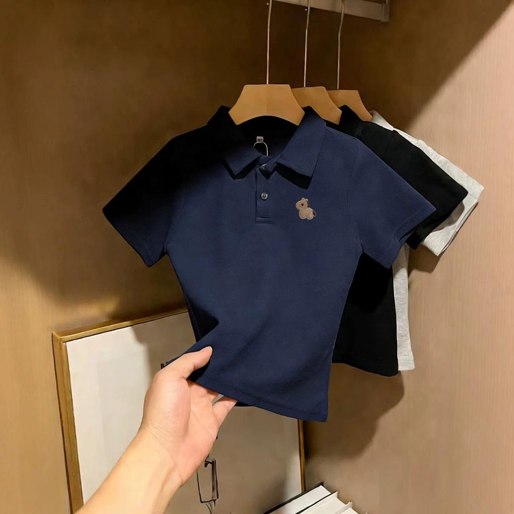 Boys Summer Cotton Polo Shirt Short Sleeve Collar T Shirt Kids Casual Top