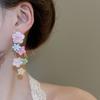 Flowers by the ear~ Silver needle resin colored flower fringed stud earrings sweet princess style earrings fashionable versatile earrings